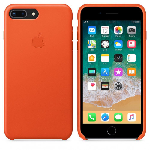 Чехол-накладка (кожаный) Apple iPhone 8 Plus/7 Plus Leather Case Bright Orange (MRGD2)