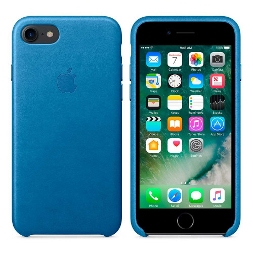 Чехол-накладка (кожаный) Apple iPhone 7 Leather Case Sea Blue (MMY42)