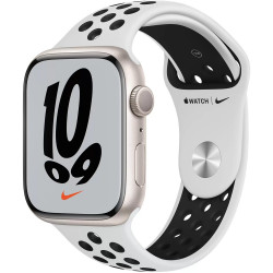 Apple Watch Nike+ Series 7 GPS 45mm Starlight Aluminum Case with Pure Platinum/Black Nike Sport Band (MKNA3)
