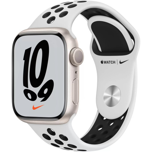Apple Watch Nike+ Series 7 GPS 41mm Starlight Aluminum Case with Pure Platinum/Black Nike Sport Band (MKN33)