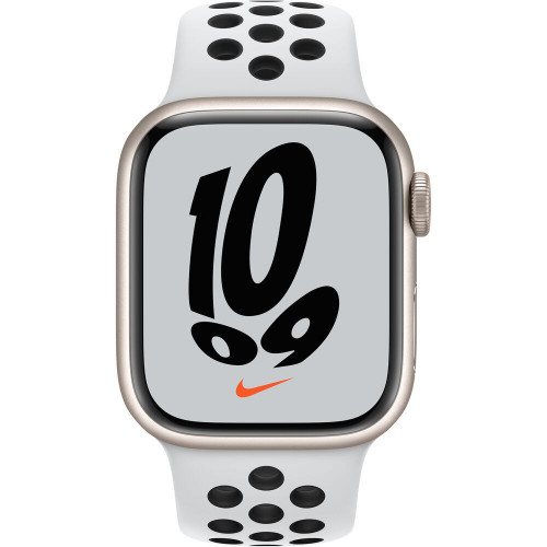 Apple Watch Nike+ Series 7 GPS + Cellular 41mm Starlight Aluminum Case with Pure Platinum/Black Nike Sport Band (MKHL3)