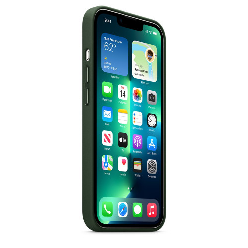 Чохол-накладка (шкіряний) Apple iPhone 13 Pro Leather Case with MagSafe Sequoia Green (MM1G3)