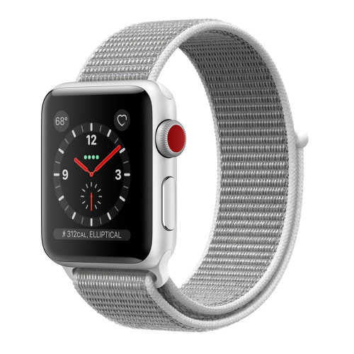 Apple Watch Series 3 GPS + Cellular 38mm Silver Aluminum with Seashell Sport Loop (MQJR2)