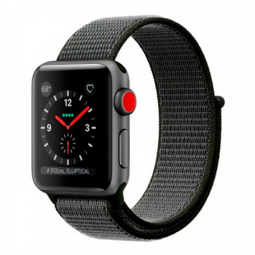 Apple Watch Series 3 GPS + Cellular 42mm Space Gray Aluminum with Dark Olive Sport Loop (MQK62)