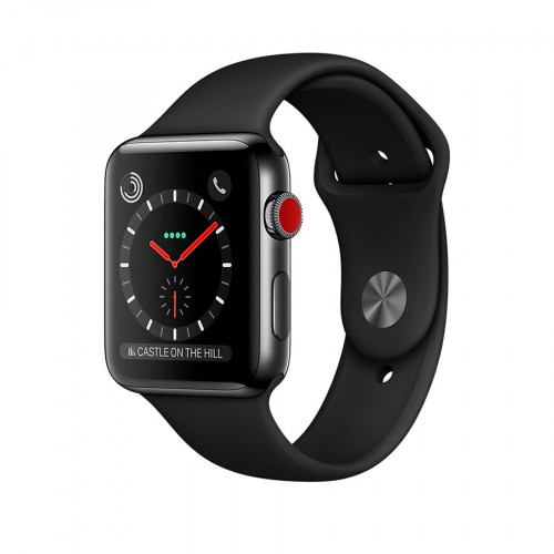Apple Watch Series 3 GPS + Cellular 38mm Space Black Stainless Steel with Black Sport Band (MQJW2)