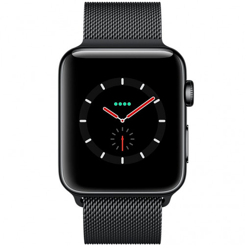 Apple Watch Series 3 GPS + Cellular 42mm Space Black Stainless Steel with Space Black Milanese Loop (MR1L2)