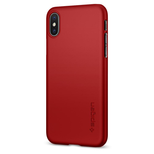 Чехол-накладка (пластиковый) Apple iPhone X Spigen Thin Fit Metallic Red (057CS22109)