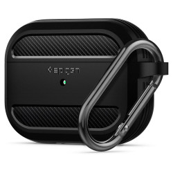 Чохол-накладка (силіконовий) Apple AirPods Pro Spigen Rugged Armor Black (ASD00540)