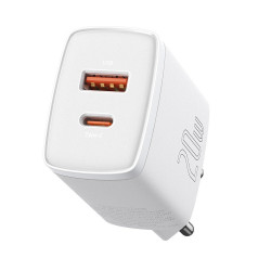 Baseus Compact Quick Charger 20W QC+ PD 1Type-C + 1USB White (CCXJ-B02)