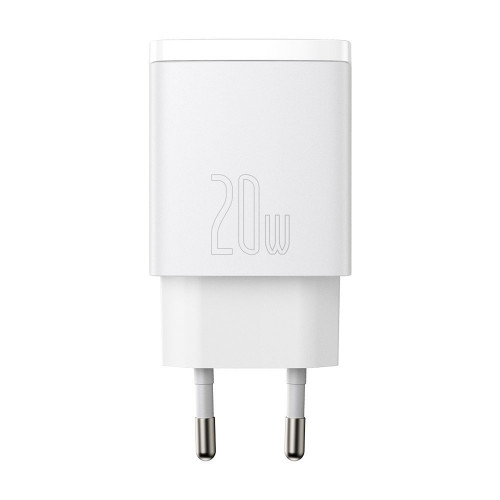 Baseus Compact Quick Charger 20W QC+ PD 1Type-C + 1USB White (CCXJ-B02)