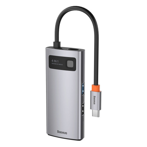 Baseus Metal Gleam Series 4-in-1 2 x USB3.0 + 4KHD + Type-C Gray (CAHUB-CY0G)