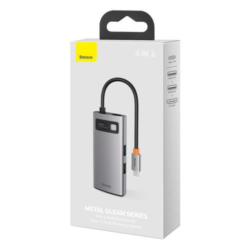 Baseus Metal Gleam Series 4-in-1 2 x USB3.0 + 4KHD + Type-C Gray (CAHUB-CY0G)