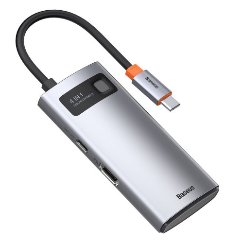 Baseus Metal Gleam Series 4-in-1 2 x USB3.0 + 4KHD + Type-C Gray (CAHUB-CY0G)