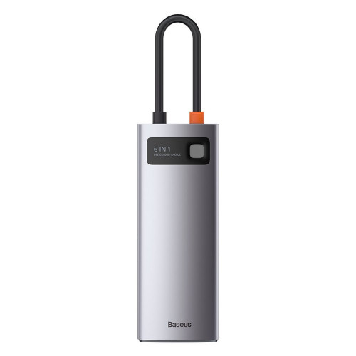 Baseus Metal Gleam Series 6-in-1 3 x USB3.0 + 4KHD + RJ45 + Type-C Gray (CAHUB-CW0G)