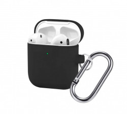 Чохол-накладка (силіконовий) Apple AirPods Silicone Case with Carabiner Black