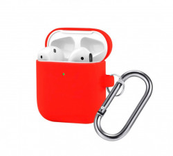 Чохол-накладка (силіконовий) Apple AirPods Silicone Case with Carabiner RED