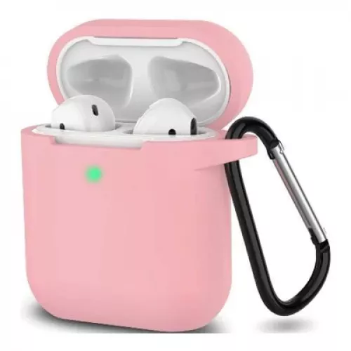 Чохол-накладка (силіконовий) Apple AirPods Silicone Case with Carabiner Candy Pink