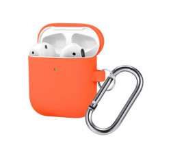 Чохол-накладка (силіконовий) Apple AirPods Silicone Case with Carabiner Papaya