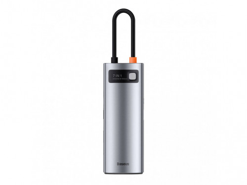 Baseus Metal Gleam Series 7-in-1 (2xUSB3.0 + 4KHD  + Type-C + Type-C PD+ TF + SD) Gray (WKWG020113)