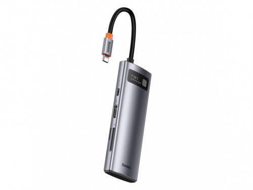 Baseus Metal Gleam Series 7-in-1 (2xUSB3.0 + 4KHD  + Type-C + Type-C PD+ TF + SD) Gray (WKWG020113)