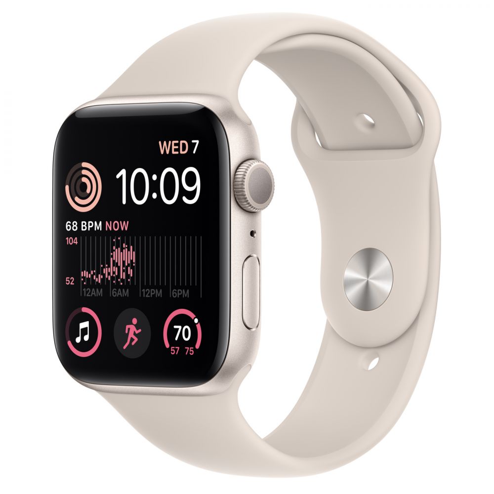 Apple Watch SE 2 GPS 44mm Starlight Aluminum Case with Starlight Sport Band (MNJX3)