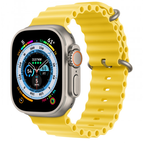 Apple Watch Ultra GPS + Cellular 49mm Titanium Case with Yellow Ocean Band (MNH93, MNHG3)