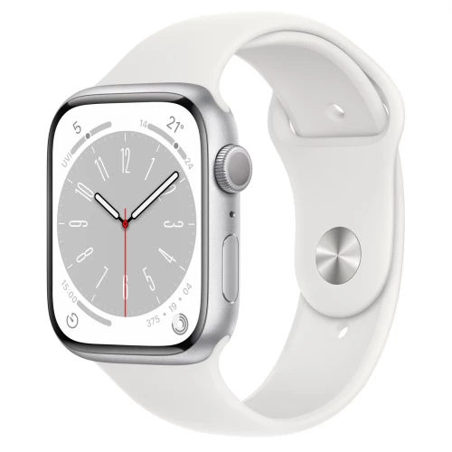 Apple Watch Series 8 GPS 45mm Silver Aluminum Case with White S. Band (MP6N3)