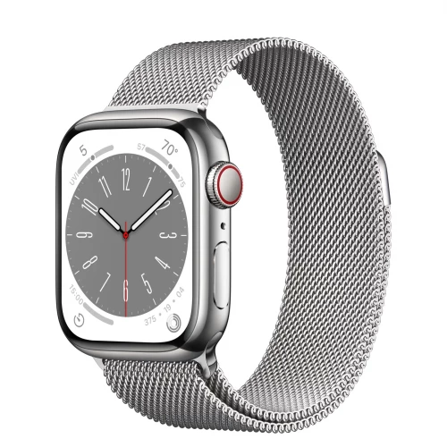 Apple Watch Series 8 GPS + Cellular 41mm Silver S. Steel Case w. Milanese Loop Silver (MNJ73/MNJ83)
