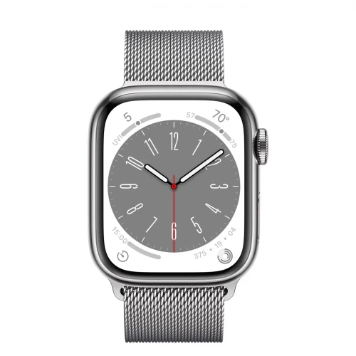 Apple Watch Series 8 GPS + Cellular 41mm Silver S. Steel Case w. Milanese Loop Silver (MNJ73/MNJ83)