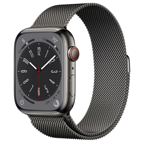 Apple Watch Series 8 GPS + Cellular 45mm Graphite S. Steel Case w. Milanese Loop Graphite (MNKW3/MNKX3)