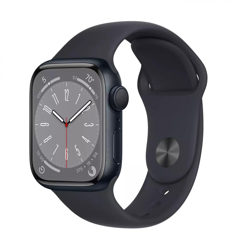 Apple Watch Series 8 GPS 41mm Midnight Aluminum Case w. Midnight Sport Band - Size S/M (MNU73)