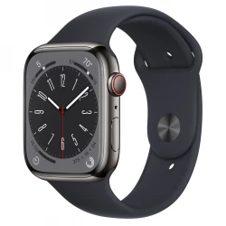 Apple Watch Series 8 GPS + Cellular 45mm Graphite S. Steel Case w. Midnight S. Band (MNKU3)