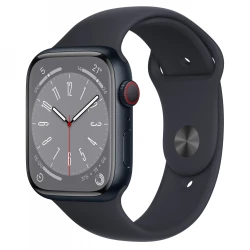 Apple Watch Series 8 GPS + Cellular 45mm Midnight Aluminum Case w. Midnight Sport Band (MNK43)