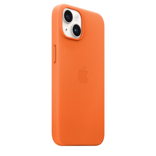Чохол-накладка (шкіряний) Apple iPhone 14 Leather Case with MagSafe Orange (MPP83)