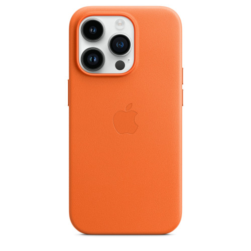 Чохол-накладка (шкіряний) Apple iPhone 14 Pro Leather Case with MagSafe Orange (MPPL3)