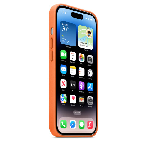 Чохол-накладка (шкіряний) Apple iPhone 14 Pro Leather Case with MagSafe Orange (MPPL3)