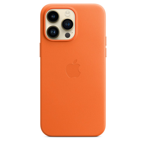 Чохол-накладка (шкіряний) Apple iPhone 14 Pro Max Leather Case with MagSafe Orange (MPPR3)