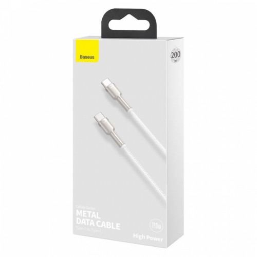 Baseus Cafule Series Metal Type-C to Type-C 2m 100W White (CATJK-D02)