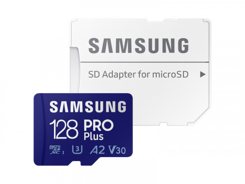 Samsung 128 GB microSDXC UHS-I U3 V30 A2 PRO Plus + SD Adapter MB-MD128KA