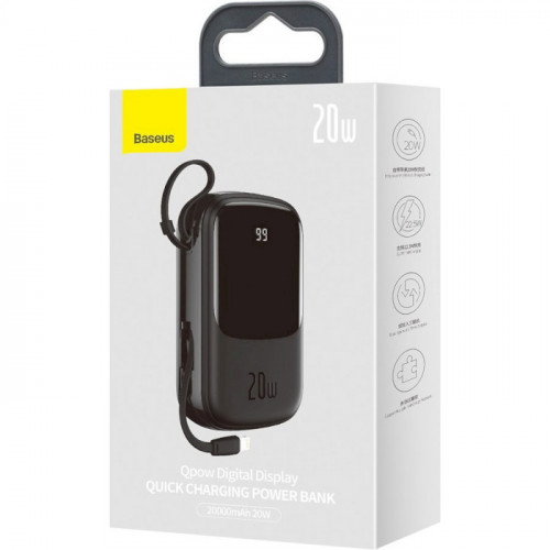 Baseus Qpow Digital Display Quick Charging Power Bank 20W 20000 mAh Black (PPQD-H01)