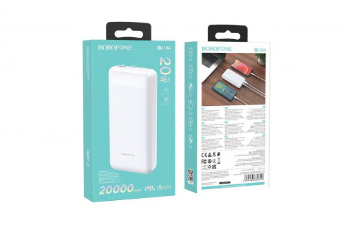 Borofone Power Bank 20000 mAh Incredible PD 20W QC 3.0 18W USB + Typ-C White