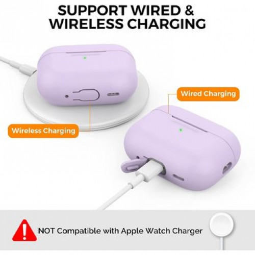 Чехол-накладка (силиконовый) Apple AirPods Pro 2 AhaStyle Silicone Case with strap Lavender (X003E43NBX)