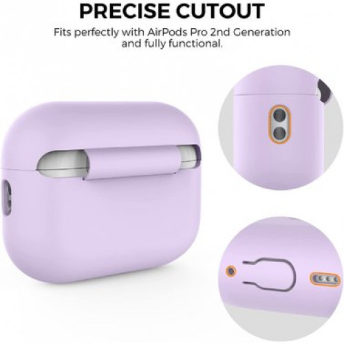 Чехол-накладка (силиконовый) Apple AirPods Pro 2 AhaStyle Silicone Case with strap Lavender (X003E43NBX)