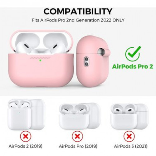 Чехол-накладка (силиконовый) Apple AirPods Pro 2 AhaStyle Silicone Case with strap Pink (X003E43NGX)