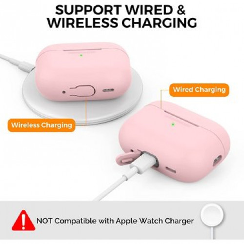Чехол-накладка (силиконовый) Apple AirPods Pro 2 AhaStyle Silicone Case with strap Pink (X003E43NGX)