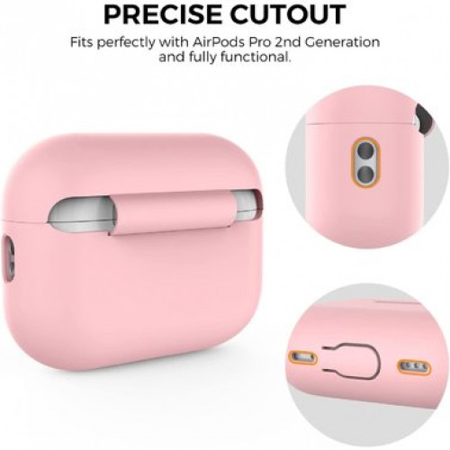 Чехол-накладка (силиконовый) Apple AirPods Pro 2 AhaStyle Silicone Case with strap Pink (X003E43NGX)