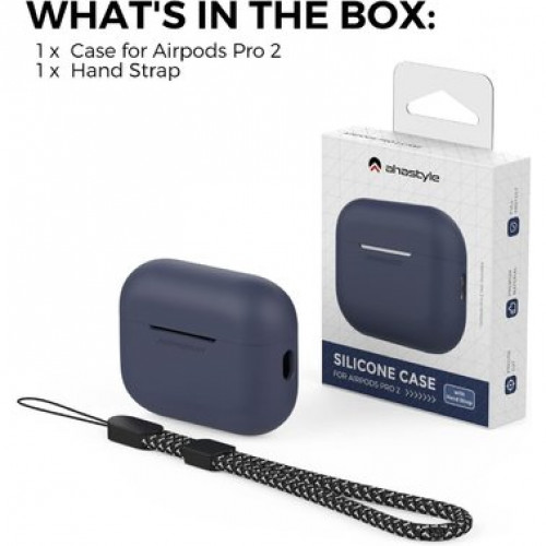 Чехол-накладка (силиконовый) Apple AirPods Pro 2 AhaStyle Silicone Case with strap Midnight Blue (X003E41MYN)