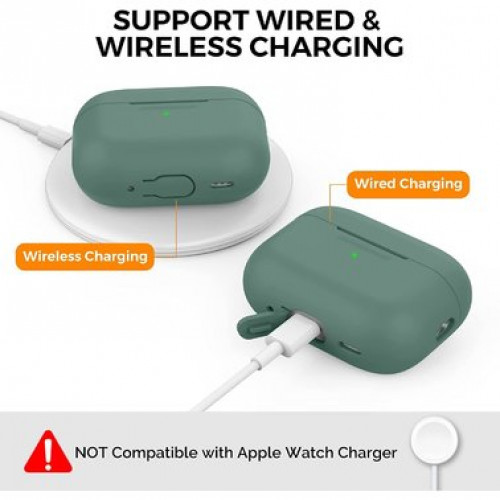 Чехол-накладка (силиконовый) Apple AirPods Pro 2 AhaStyle Silicone Case with strap Midnight Green (X003E46FGX)