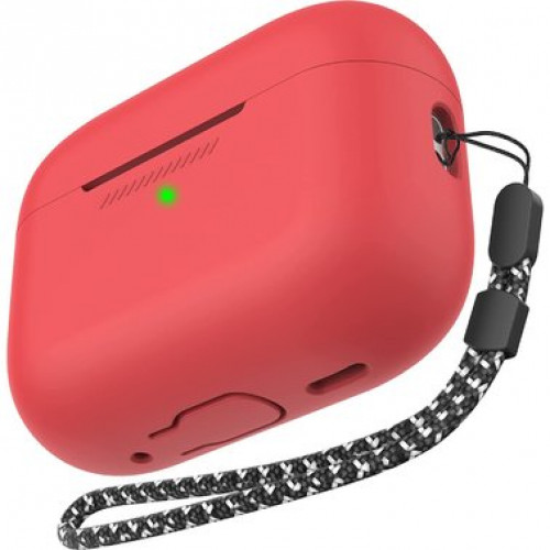 Чехол-накладка (силиконовый) Apple AirPods Pro 2 AhaStyle Silicone Case with strap Red (X003E41MYX)