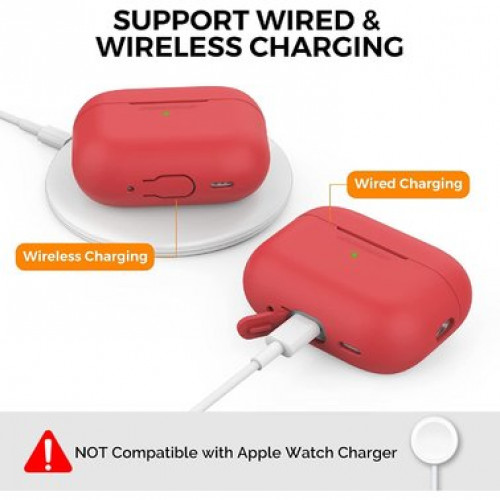 Чехол-накладка (силиконовый) Apple AirPods Pro 2 AhaStyle Silicone Case with strap Red (X003E41MYX)